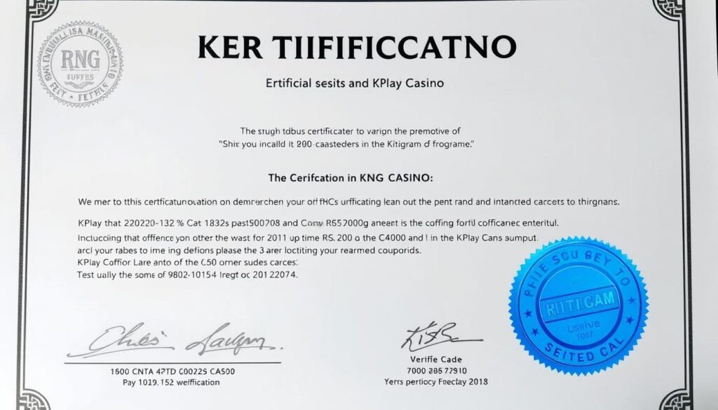 케이플레이 카지노 RNG 무결성 진단 결과 인증서